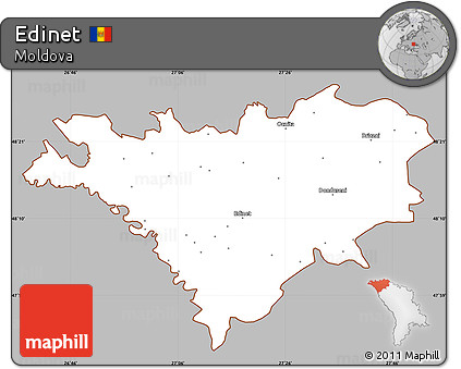 Gray Simple Map of Edinet, cropped outside