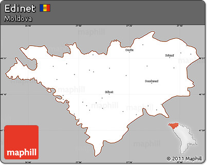 Gray Simple Map of Edinet, cropped outside