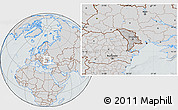 Gray Location Map of Moldova, lighten, semi-desaturated, hill shading