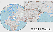 Gray Location Map of Moldova, lighten, semi-desaturated, land only, hill shading