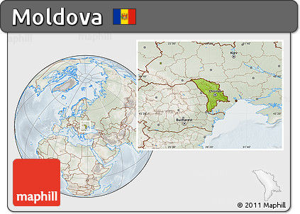 Physical Location Map of Moldova, lighten, semi-desaturated