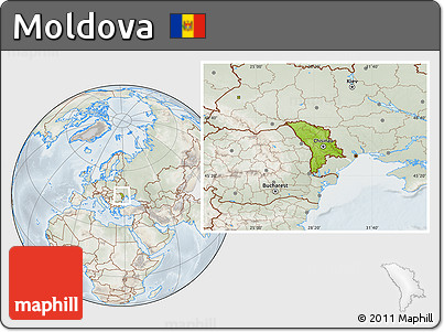 Physical Location Map of Moldova, lighten, semi-desaturated
