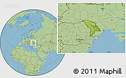 Physical Location Map of Moldova, savanna style outside