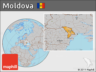 Political Location Map of Moldova, gray outside