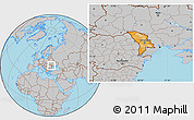 Political Location Map of Moldova, gray outside