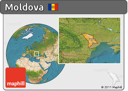 Political Location Map of Moldova, satellite outside