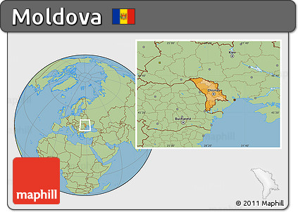 Political Location Map of Moldova, savanna style outside