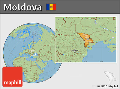 Political Location Map of Moldova, savanna style outside