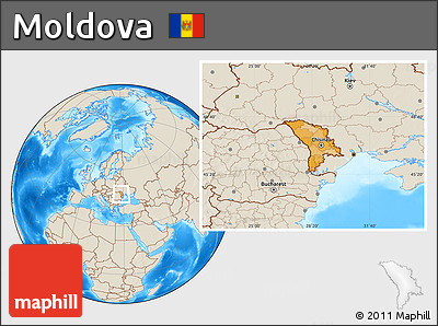 Political Location Map of Moldova, shaded relief outside