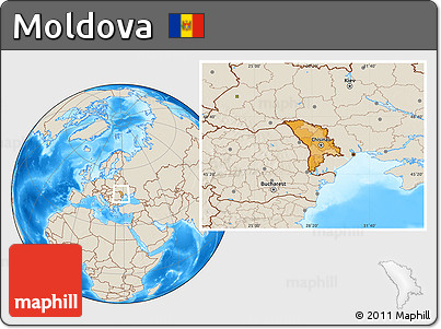 Political Location Map of Moldova, shaded relief outside