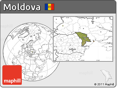 Satellite Location Map of Moldova, blank outside