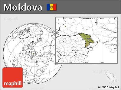 Satellite Location Map of Moldova, blank outside