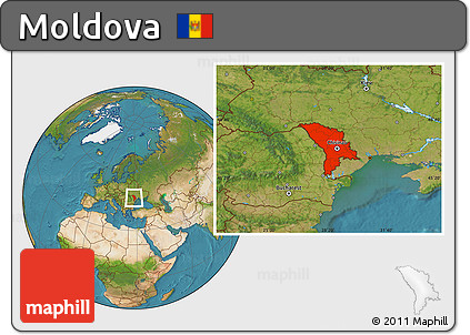 Satellite Location Map of Moldova