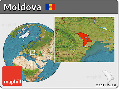 Satellite Location Map of Moldova