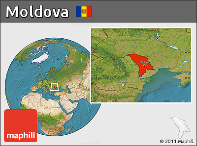 Satellite Location Map of Moldova