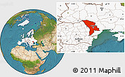 Satellite Location Map of Moldova, highlighted continent