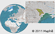 Satellite Location Map of Moldova, lighten, desaturated, land only