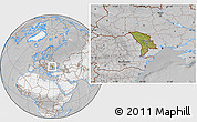 Satellite Location Map of Moldova, lighten, desaturated