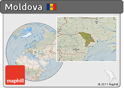 Satellite Location Map of Moldova, lighten