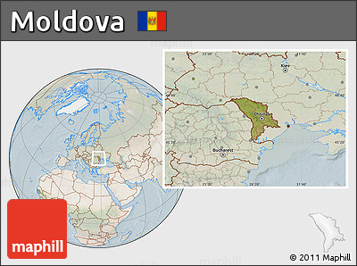 Satellite Location Map of Moldova, lighten