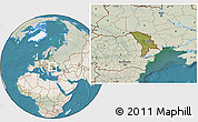 Satellite Location Map of Moldova, lighten, land only