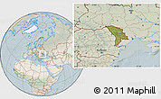 Satellite Location Map of Moldova, lighten