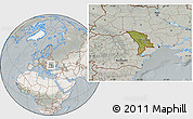 Satellite Location Map of Moldova, lighten, semi-desaturated