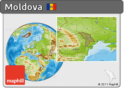 Satellite Location Map of Moldova, physical outside