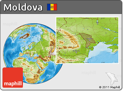 Satellite Location Map of Moldova, physical outside