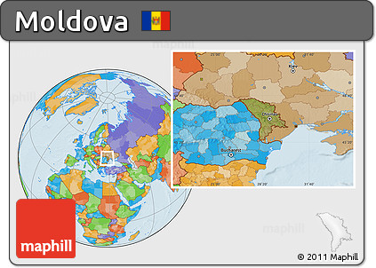 Satellite Location Map of Moldova, political outside