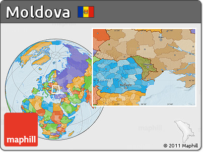 Satellite Location Map of Moldova, political outside
