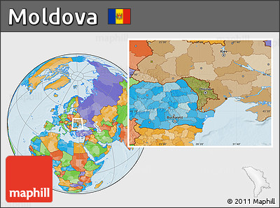 Satellite Location Map of Moldova, political outside