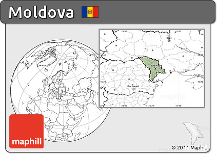 Savanna Style Location Map of Moldova, blank outside, hill shading inside