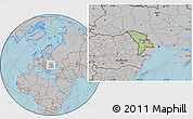 Savanna Style Location Map of Moldova, gray outside, hill shading outside