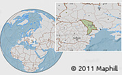 Savanna Style Location Map of Moldova, lighten, desaturated, land only, hill shading