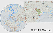 Savanna Style Location Map of Moldova, lighten, semi-desaturated, hill shading