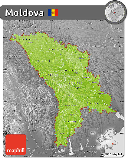 Physical Map of Moldova, desaturated