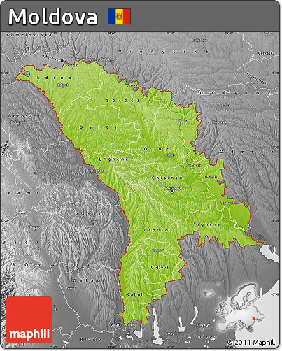 Physical Map of Moldova, desaturated