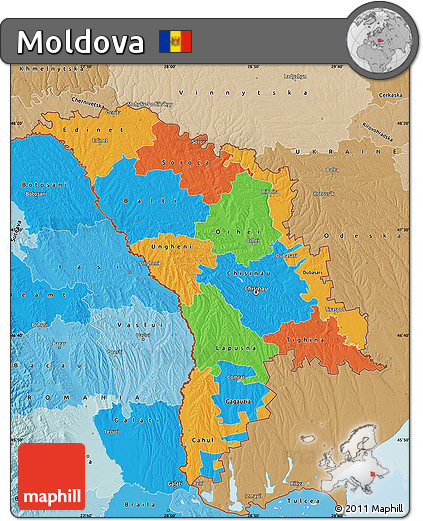 Political Map of Moldova, political shades outside