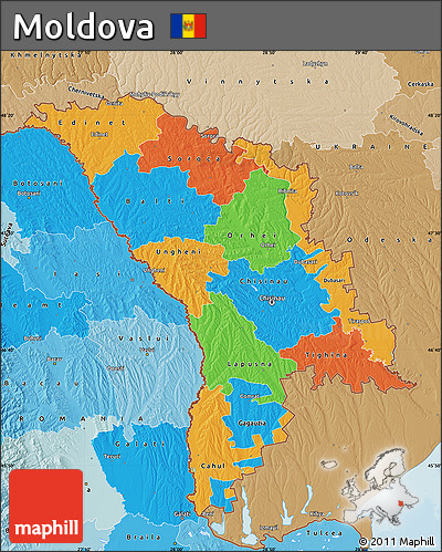 Political Map of Moldova, political shades outside