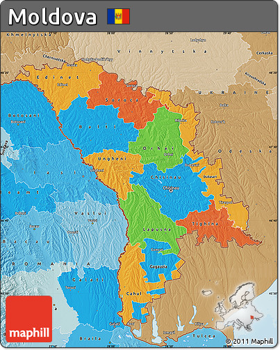 Political Map of Moldova, political shades outside