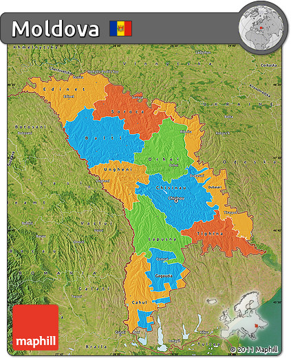 Political Map of Moldova, satellite outside