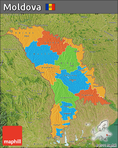 Political Map of Moldova, satellite outside