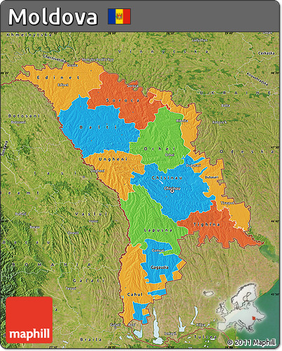 Political Map of Moldova, satellite outside