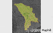 Satellite Map of Moldova, darken, desaturated