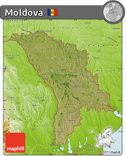 Satellite Map of Moldova, physical outside