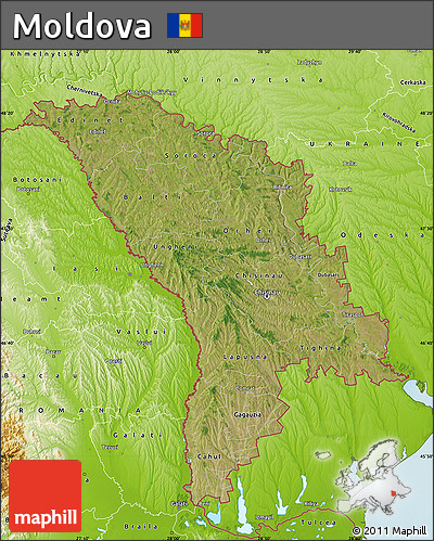 Satellite Map of Moldova, physical outside