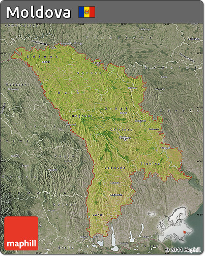 Satellite Map of Moldova, semi-desaturated