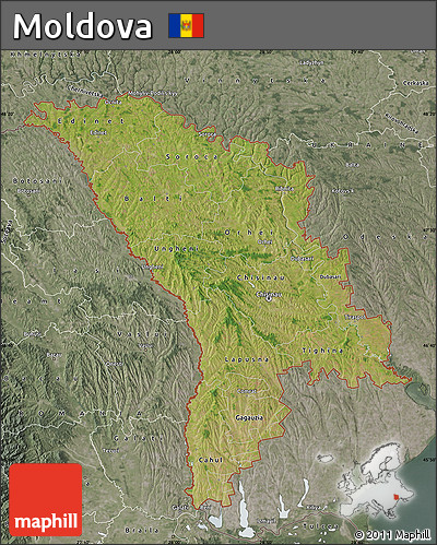 Satellite Map of Moldova, semi-desaturated