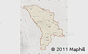 Shaded Relief Map of Moldova, lighten, semi-desaturated